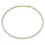 Matrix Tennis necklace Round cut, Small, White, Gold-tone plated